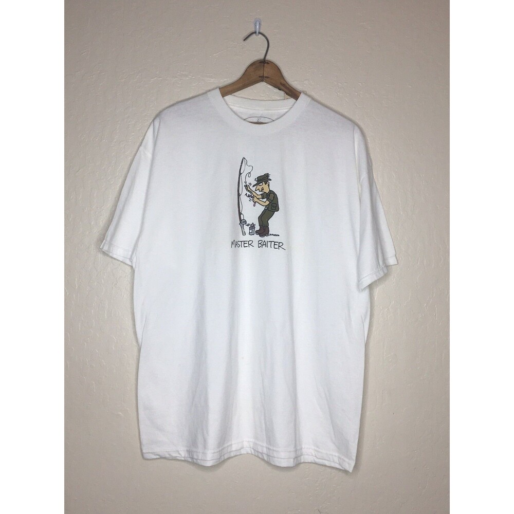 Johnson Over The Line Master Baiter Fishing White T-shirt Mens Size XXL FLAWED